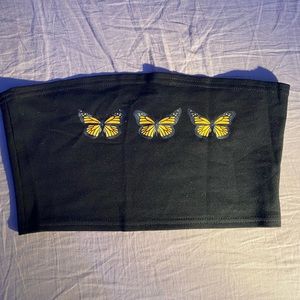 Black butterfly crop top/ tube top